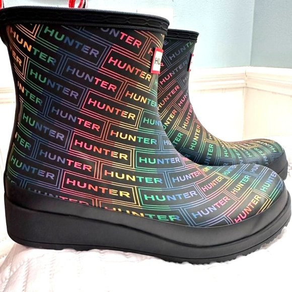 Hunter Shoes - Womens Hunter Play Size 7 Logo Rain Boot Rainbow